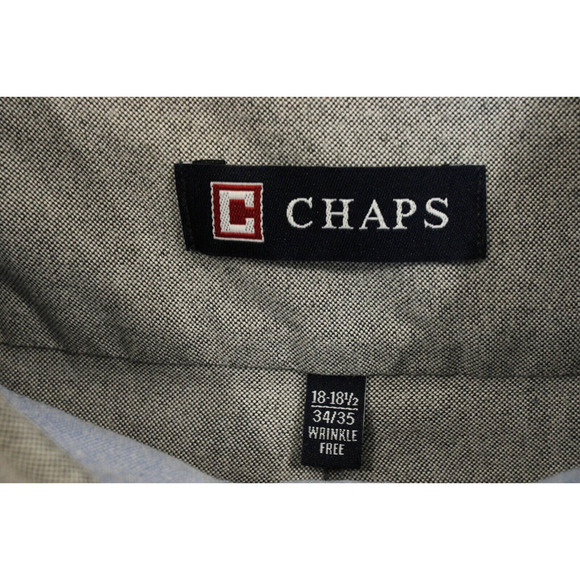 Chaps Oxford Shirt Button Down Men 18 - 18.5 34/35 Classic Fit Gray Preppy - Picture 10 of 11